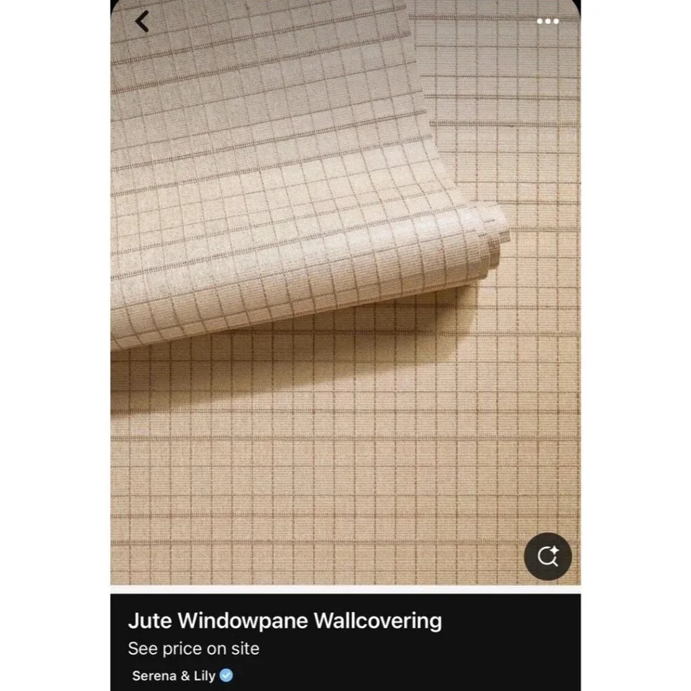 NEW Serena & Lily Jute Windowpane Wallcovering-Metallic Natural